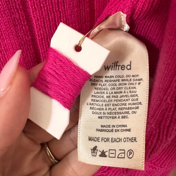 NWT Wilfred Artizia Plunge Front Wool Cardigan Sweater in "Vital Pink" Sz XXS - Picture 12 of 13